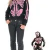 Womens Pink Skeleton Hoodie Sweatshirt